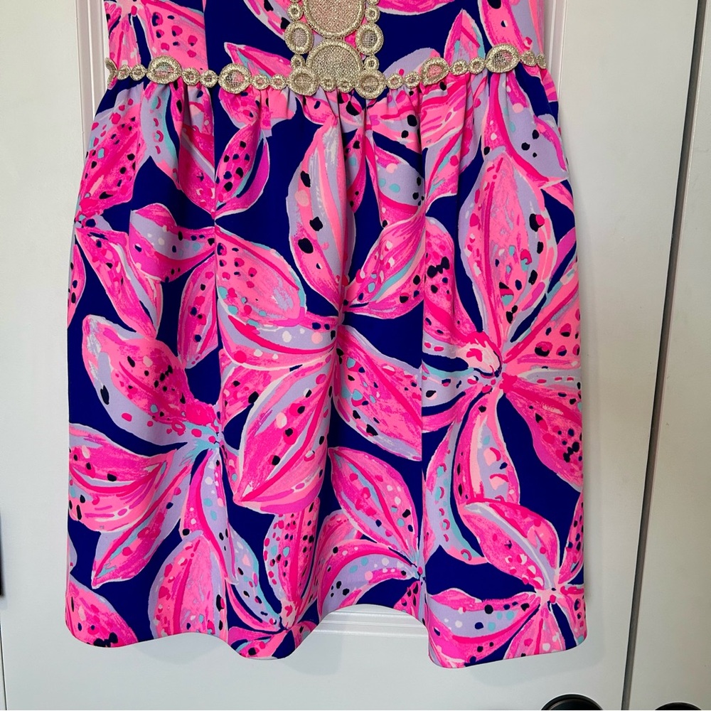 Lilly Pulitzer Girl's Baylee Dress in Royal Purple Wild Child Size XL 12/14 - Picture 3 of 5